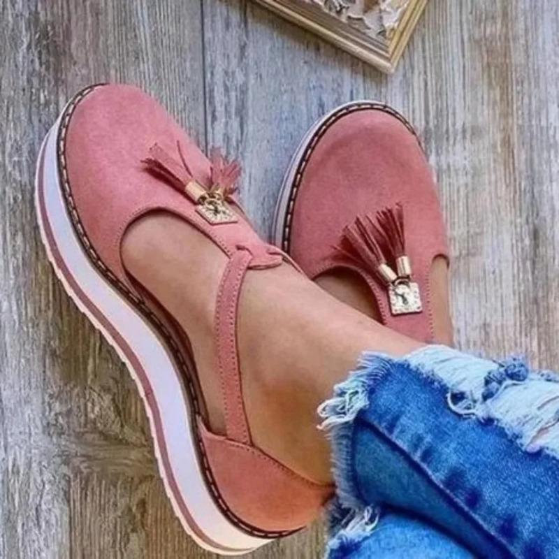 Customizable Women's Sandals Summer Casual Flat Platform Heel Tassel Buckle Strap Female Sandals Platform Vulcanized Shoes