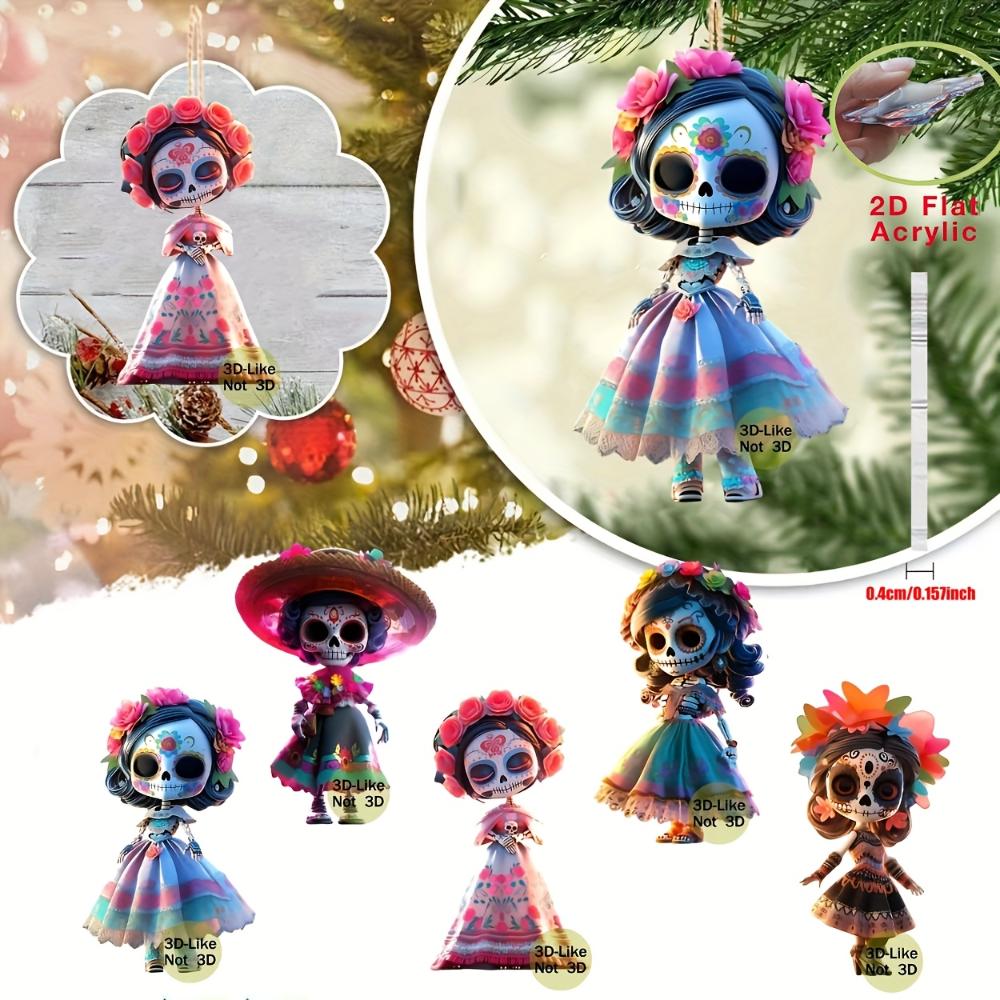 2D Flat Acrylic Pendant Mexican Doll Holiday Ornaments Perfect for Christmas,Carnival,New Year, Halloween - Holiday Home, Office and Party Decorations