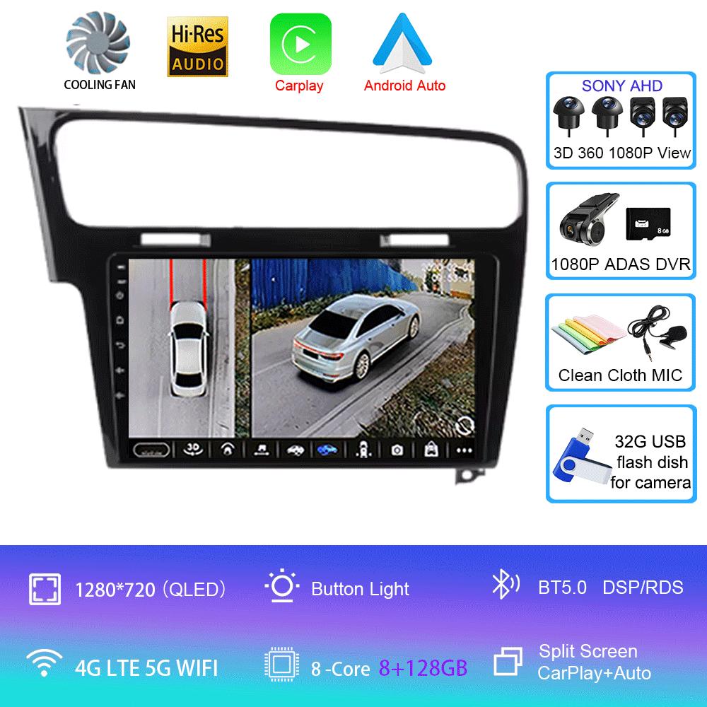 For Volkswagen VW Golf 7 MK7 GTI 2011 - 2021 Car Radio carplay screen HD Multimedia Android 14 GPS Stereo New Video Player