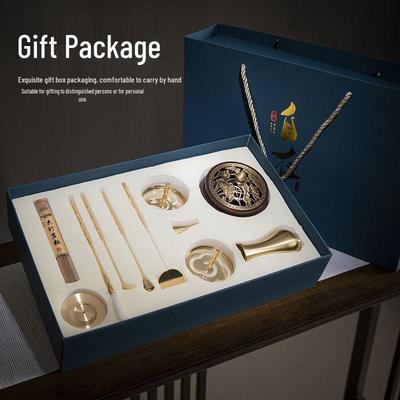 Yushan Brass Incense Burner & Seal Set for Home – Ideal for Powder, Coil, or Sandalwood Incense.