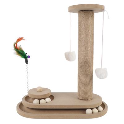 Cat Scratching Post Multifunctional Interactive Toy with Stable Base and Ball for Entertainment and