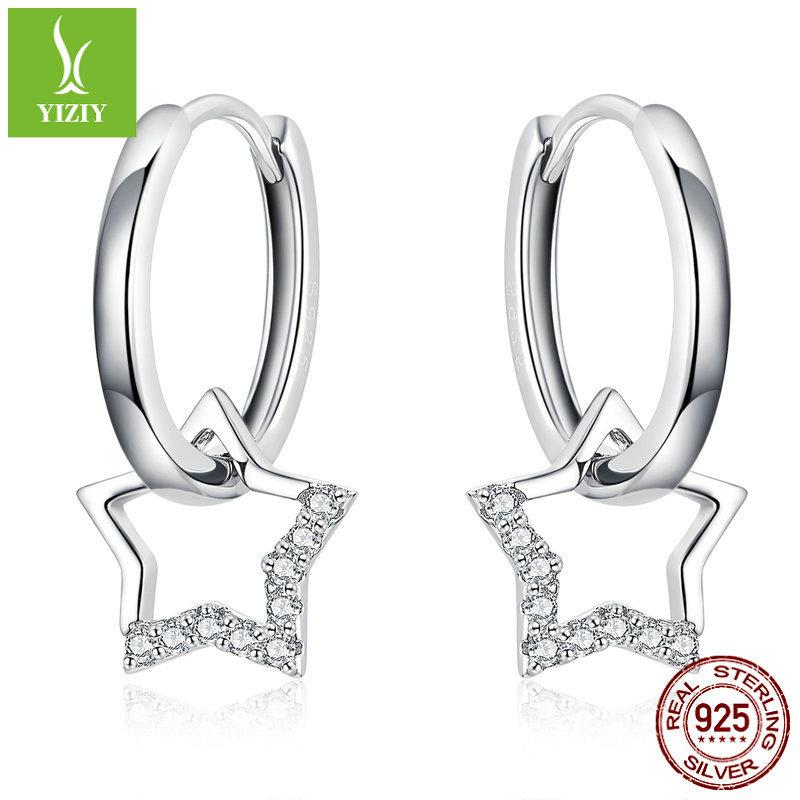 

S925 Sterling Silver Pentagram Ear Buckle, Minimalist Wind Plated Platinum Zircon Star Earrings Bse276 925 silver