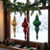 Retro European Style Hanging Decor 6 Pcs Finial Drop Christmas Ornament, Glitter Shatterproof Plastic Matte Texture Ornaments Tree Decoration