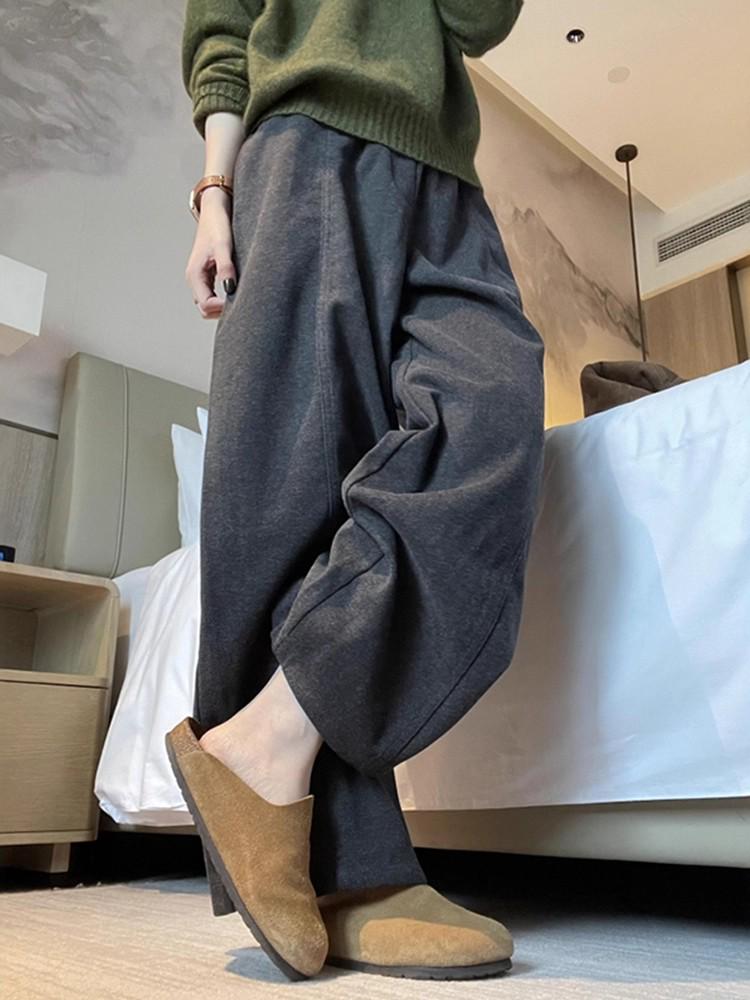 Women's Autumn High Street Wide-Leg Sweatpants - Trendy Loose Floor-Length Design