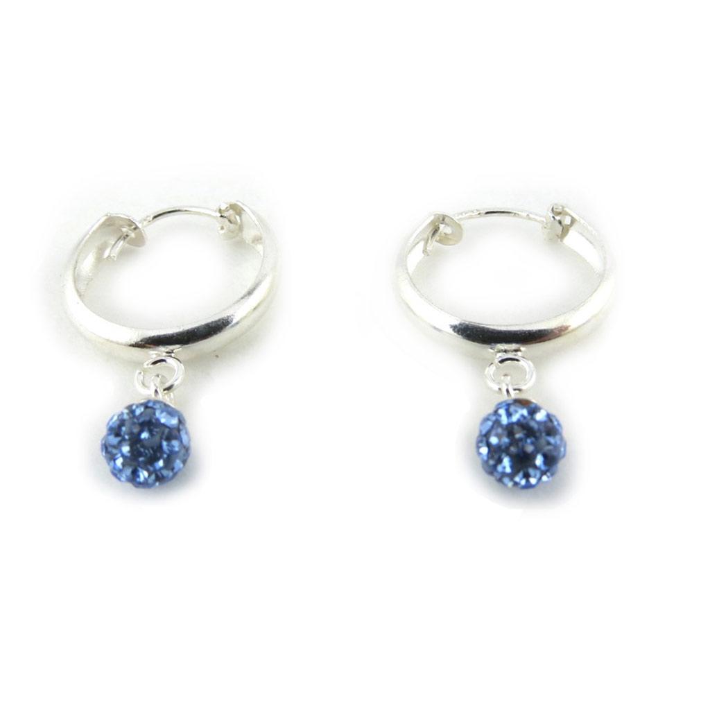 Les Trésors De Lily [N0318] - Blue 'Sissi' Silver Hoop Earrings (5 Mm)