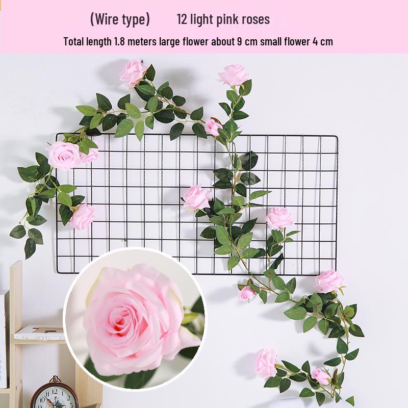 Artificial Rose Vine Ceiling Decor for Air Conditioning Pipe and Hanging Baskets