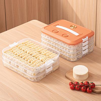 Scatola di immagazzinaggio per gnocchi Maniglia portatile multistrato di grande capacità Coperchio ermetico Contenitore per wonton per alimenti per frigorifero non appiccicoso