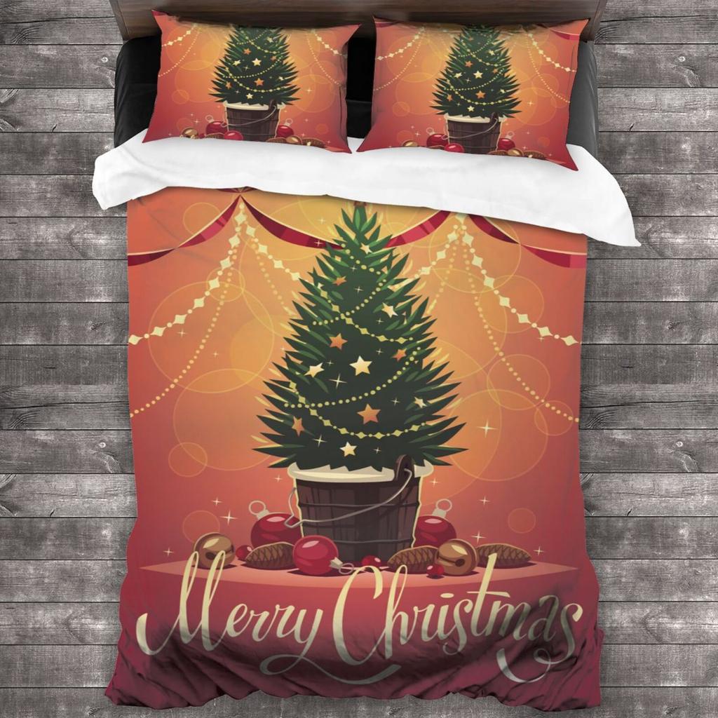 Christmas Series Three-Piece Bedding Digital Printing Christmas Letter Quilt Set