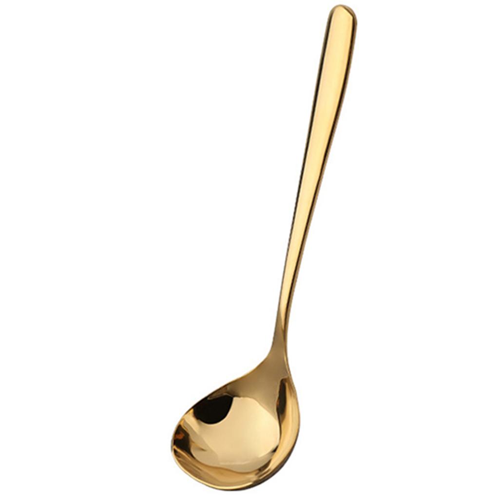 Stainless Steel Kitchen Spoons Thickened Large Capacity Tablespoon Long Handle Soup Congee Spoon Tableware For Sauce Broth Gravy