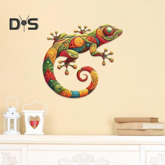 Wall Art Gecko Decoration Metal Lizard Wall Decoration Colorful Wall Mounted Gecko for Garden Fence Home Farmhouse Decor