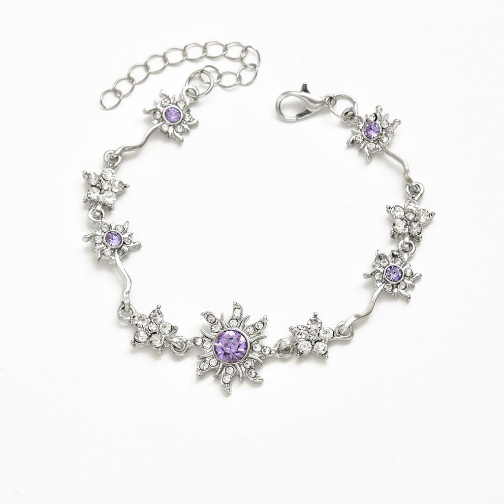 Flower Star Jewelry Bracelet With Purple Gemstone For Women Summer