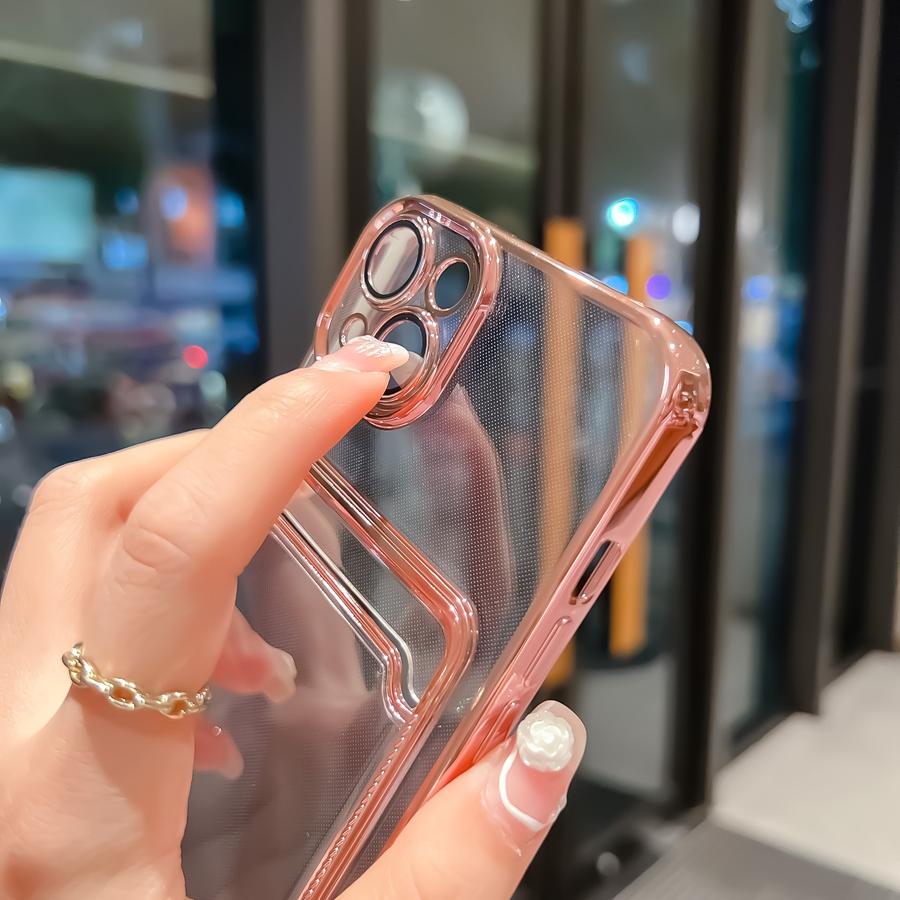 Luxury Plating Frame Wallet Phone Case with Card Holder for iPhone 16 15 14 13 12 11 Pro Max 16 Plus 15 Pro 14 Pro Max Soft TPU Shockproof Case Cover