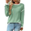 Women's Fashion Round Neck Imitation Sweater Long Sleeve Colour Block Loose Top