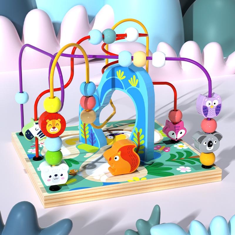 Children's Large Wooden Educational Bead Box: Multifunctional Toy for Early Intelligence Development