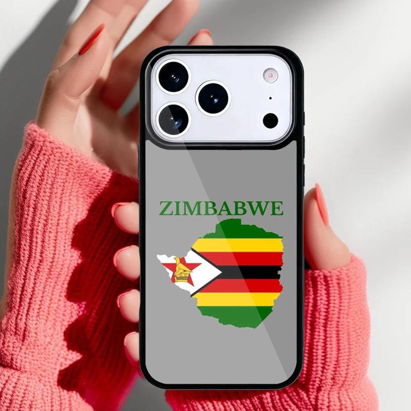 Etui na telefon z flagą Zimbabwe dla iPhone 17 Air 16e 15 14 13 Pro Max Tylna obudowa dla 12 11 Pro Coque