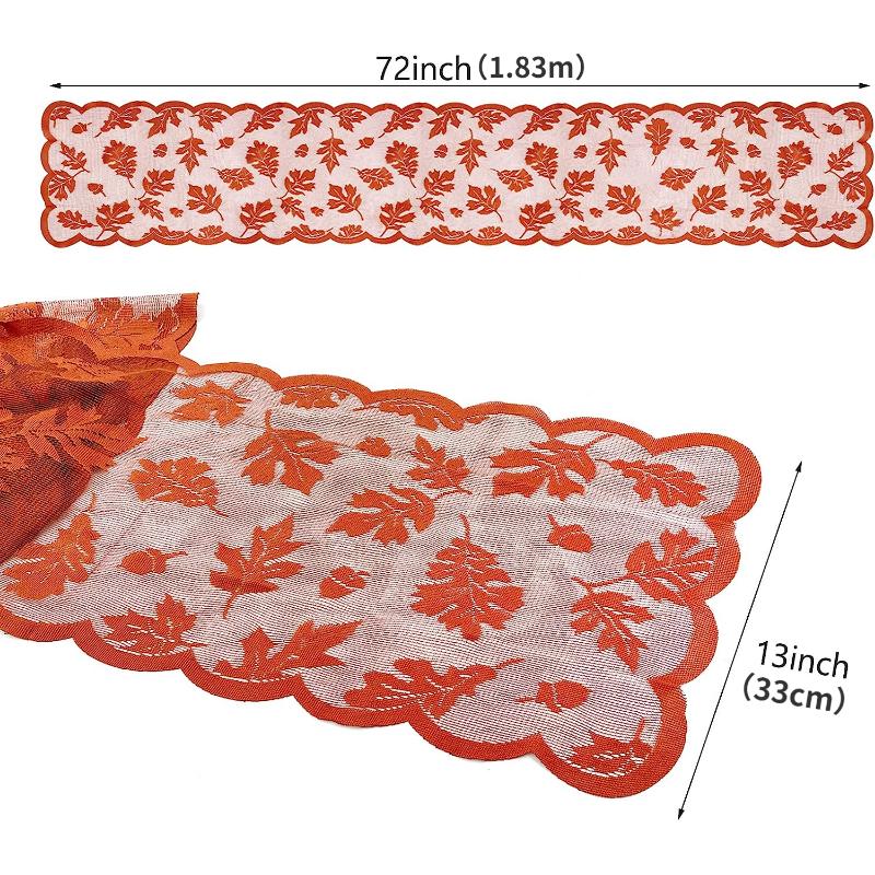 Camino de mesa de encaje de otoño con hoja de arce de 13.0 x 72.0 in, camino de mesa para festivales, decoración de mesa de Acción de Gracias para fiestas, reuniones, restaurante, decoración del hogar