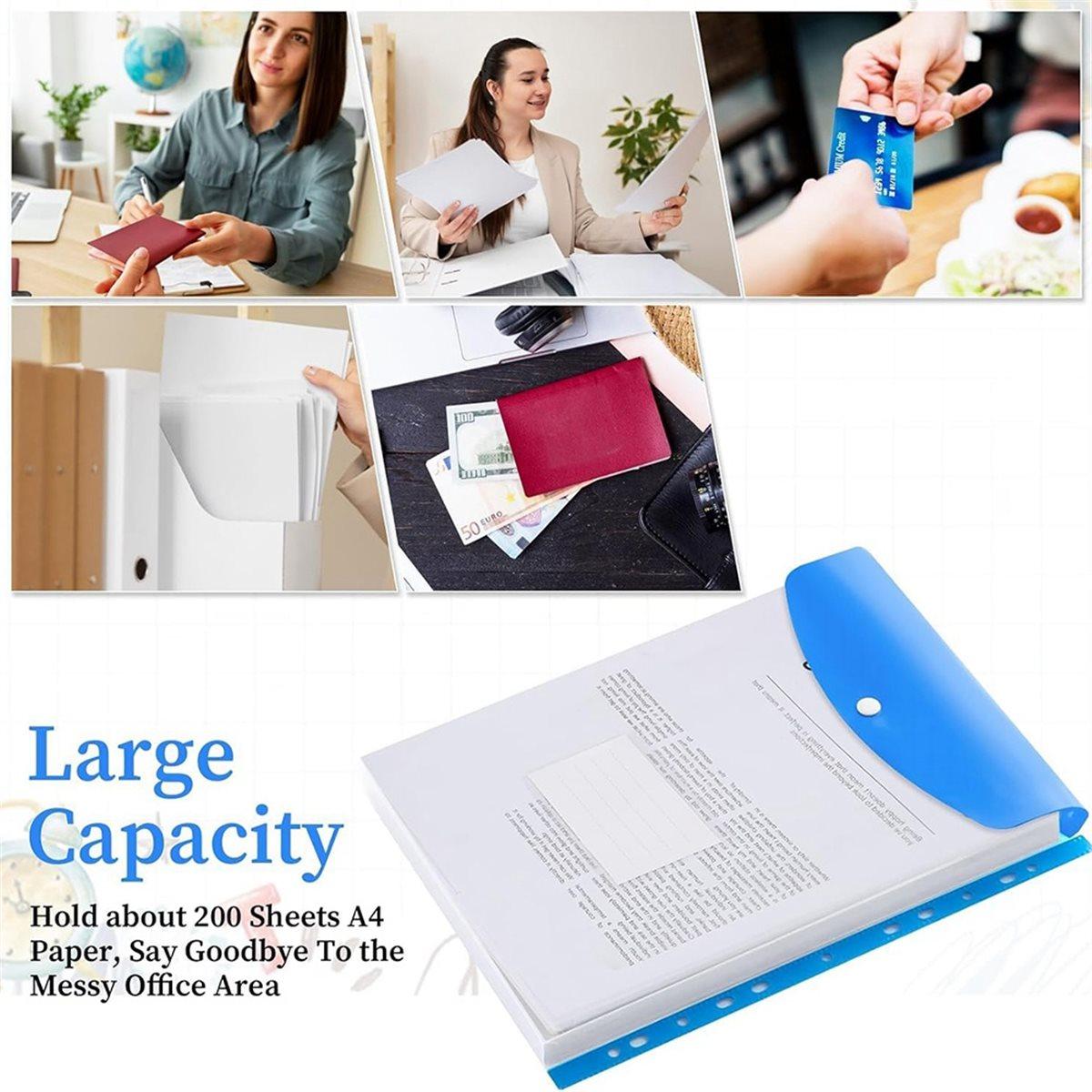 A4 Plastic Wallets, 12 Pack Expandable Document Files with Button for School, Office, Home, Travel China Mainland