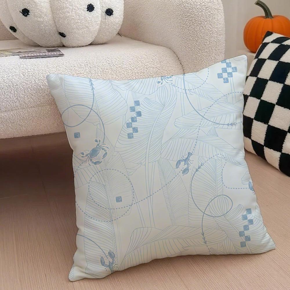 Casual Marine Vacation Elements Cushion Cover Throw Pillow Cover Hidden Button Durable Polyester Chair Cushion