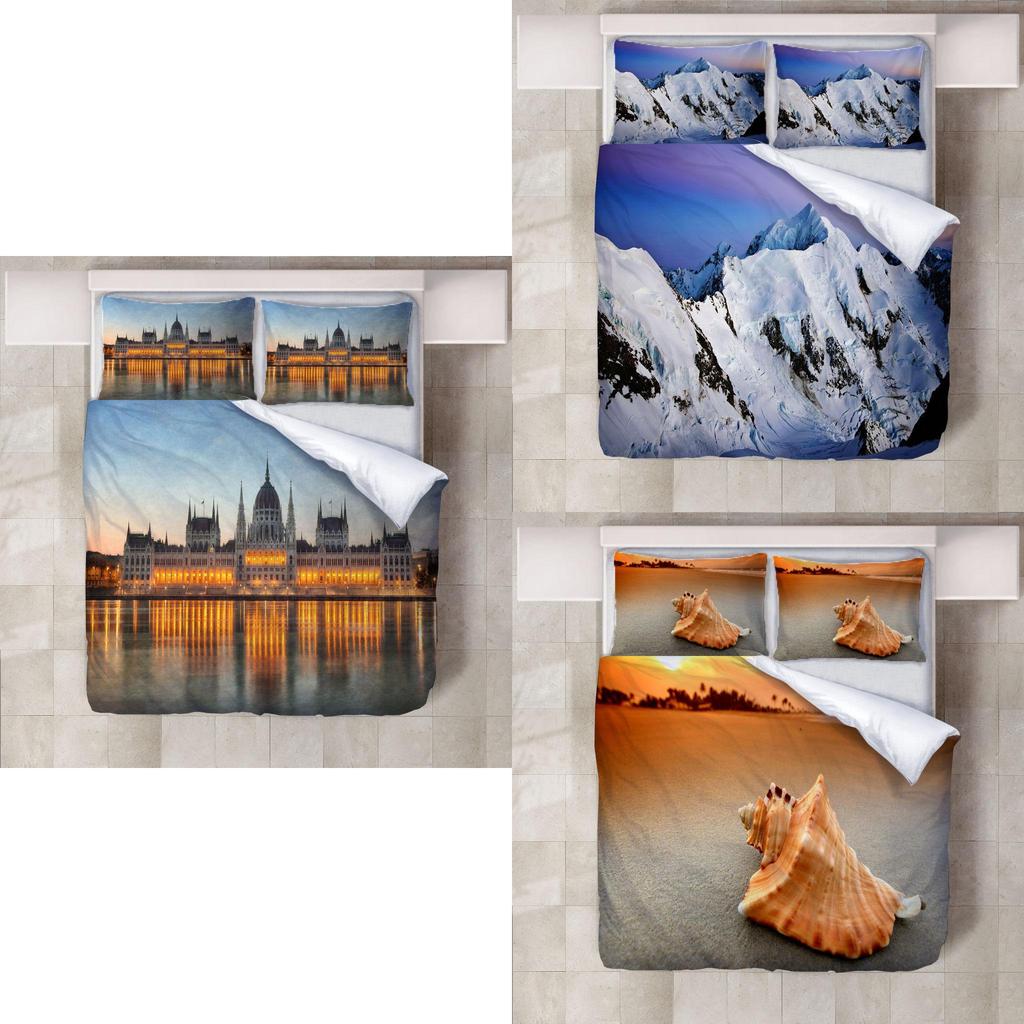 Hochauflösende Digitaldruck 3-teiliges Bettwäsche-Set Für USA-Größe Bett Moderner Einfacher Stil