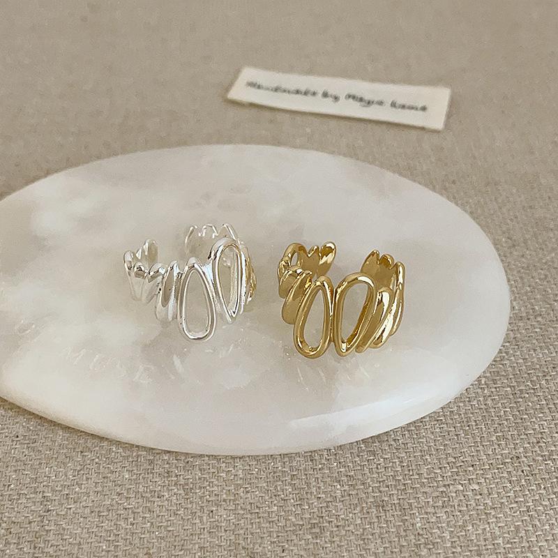 Einzigartiger unregelmäßiger hohler Wassertropfen Metall offener Ring für Damen