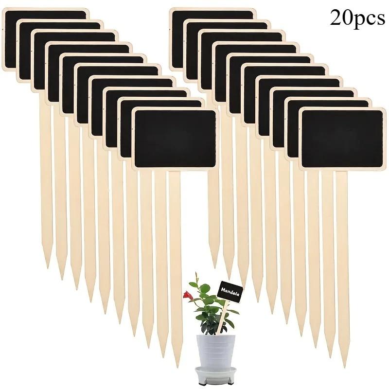 10pcs/20pcs Rustic Wooden Plant Labels T-Shaped Garden Signs Blackboard Message Board Floor Mount Garden Label Garden Supplies