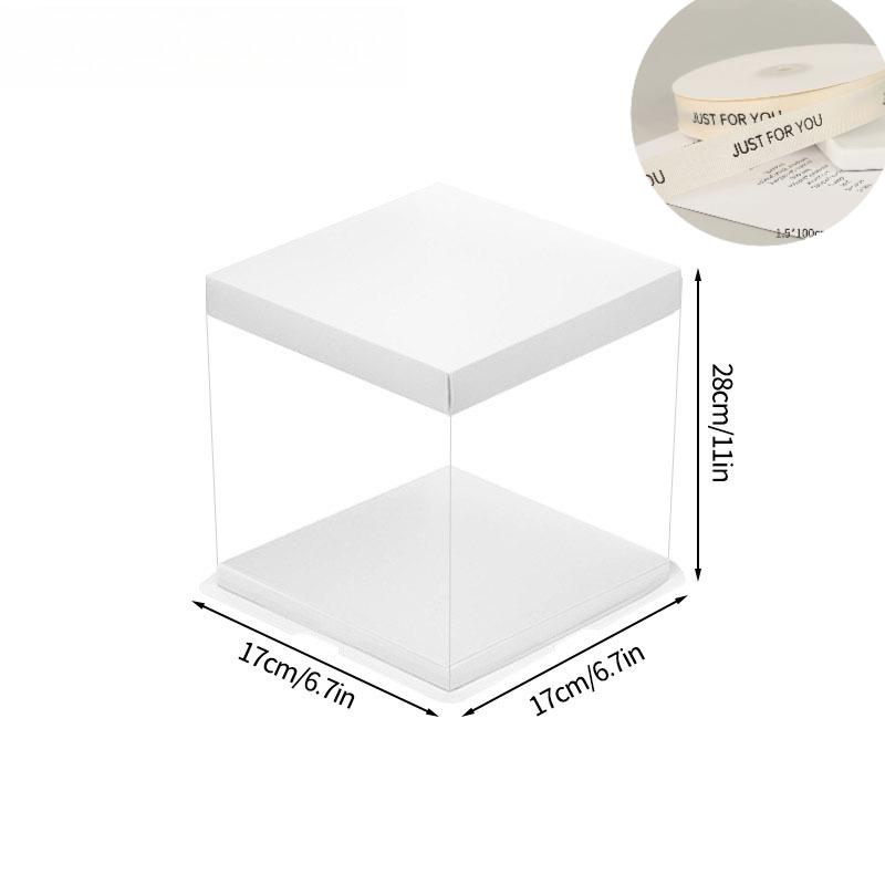 Gift Box With Ribbon Transparent Pastry Cake Box Birthday Cake Packaging Supplies Clear Candy Box Christmas New Year