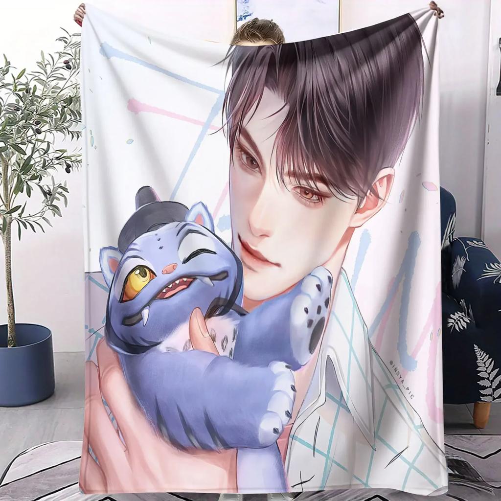 K Pop Saja Boys Cute Chibi Blanket Soft Warm Flannel Throw Anime Fan Gift for Travel Camping Sofa Bed Cover Living Room Decor