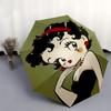 Betty Boop Automatic Opening/Closing Umbrella with 3-Fold Design and Iron Frame - Perfect Gift for Fans, Travelers, and Everyday Use0104305a