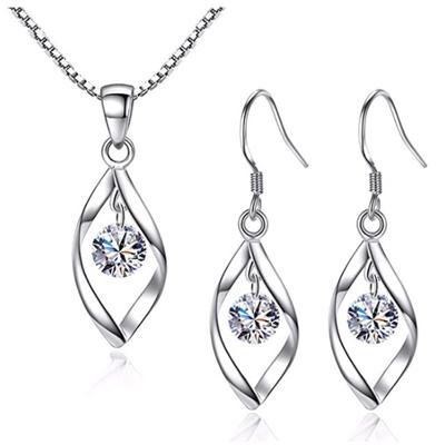 1pcs Necklace + 2pcs Earrings Twisting Diamond Earrings  Girl Jewelry