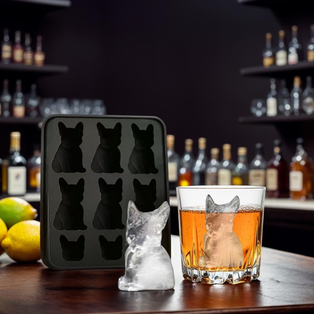 French Bulldog Ice Mold 3D Silicone Dog Ice Tray Fun Animal Shape Popsicle Mold for Whiskey Party Drinks French Bulldog Ice Mold