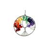 Large Tree of Life Medal Pendant 7 Chakras 7 Stones + Chain