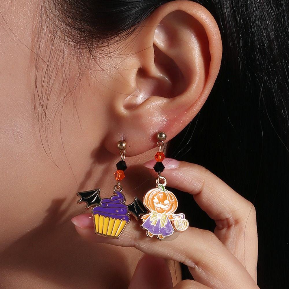 Trick or Treat Pumpkin Ear Studs Zinc Zinc Alloy Ghost Dangle Earrings Halloween Earrings  All Saints' Day