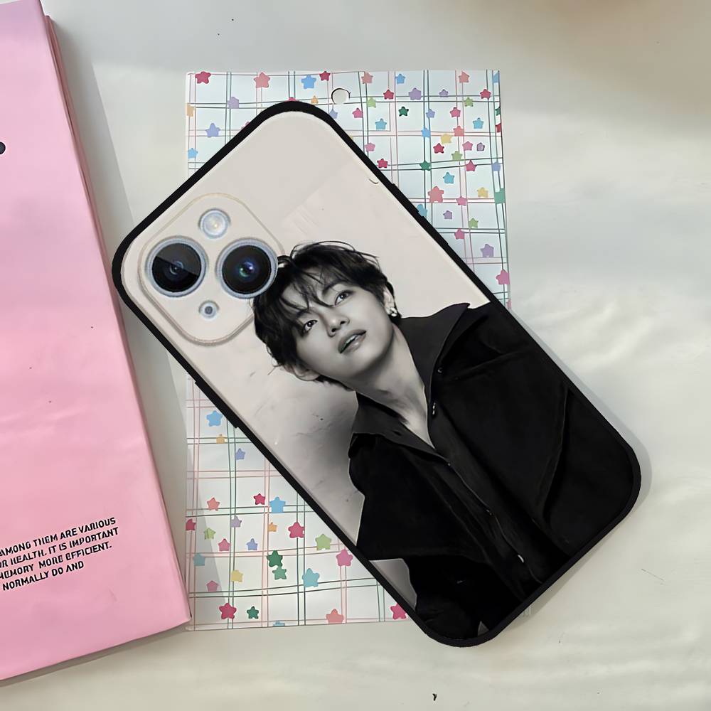 Member K-Kims Tae H-Hyungs Phone Case For IPhone 1716 15 14 13 Pro Max 11 12 Mini X Xs XR Black Silicone Cover