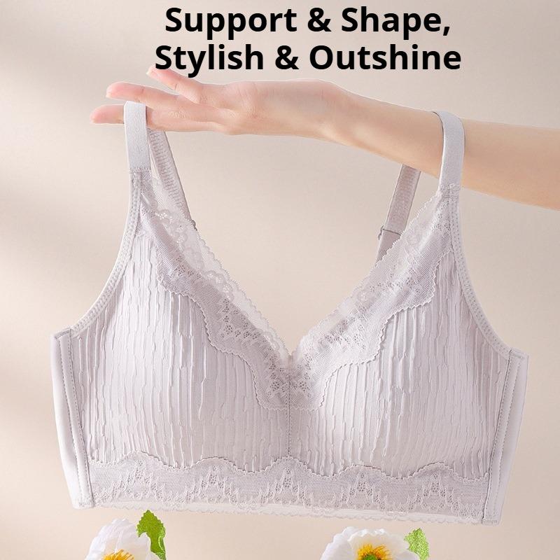 Antibacterial Corrugated Lace Soft Support Strip Bra Lifting and Bust Fixing Water Drop Cup Underwear