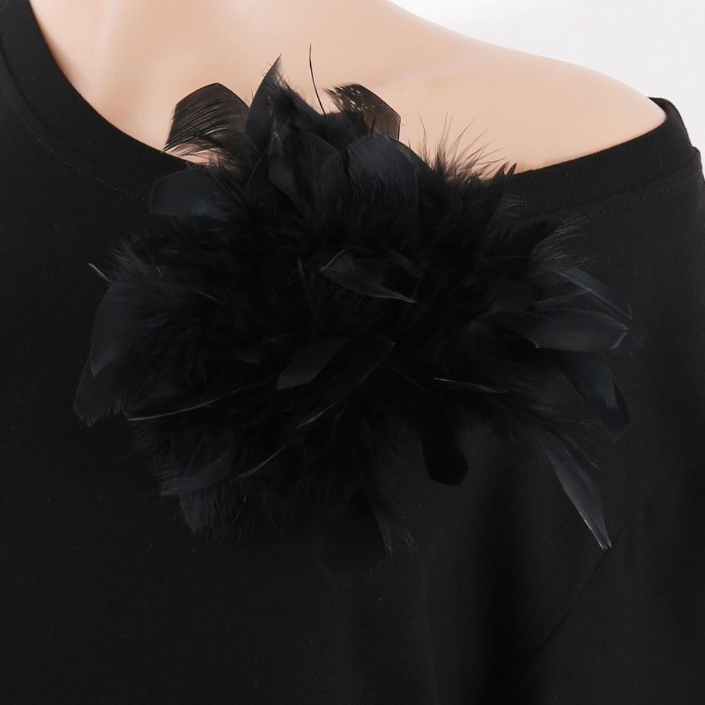 Faux Feather Fabric Corsage Large Lapel Pin Chic 16cm Flower Brooch Mother's Day
