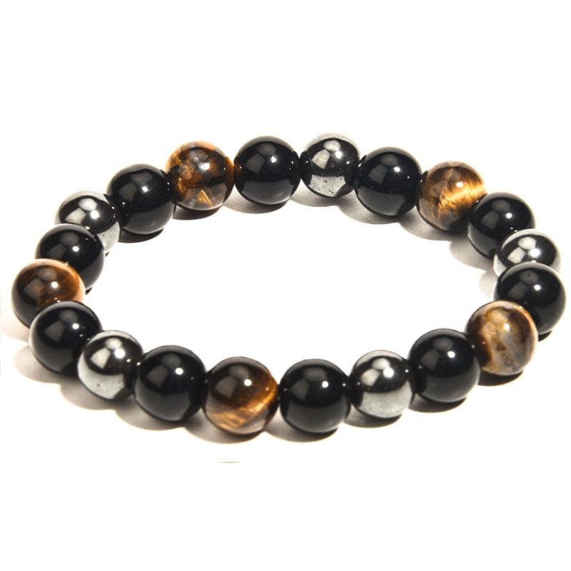 Cross-border Tiger Eye & Hematite Obsidian Beaded Men's Fashion Bracelet