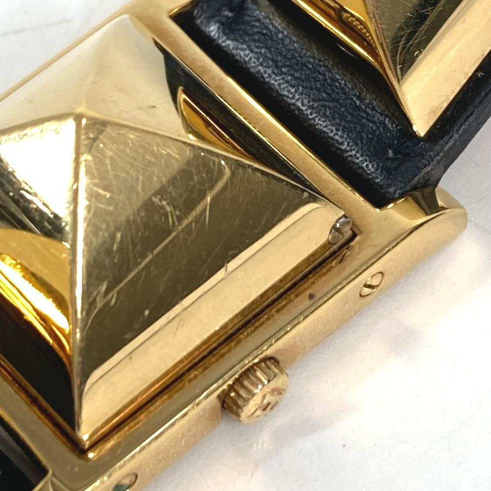 HERMES Medor Quartz Bracelet Watch Watch Clock Wristwatch Leather Black