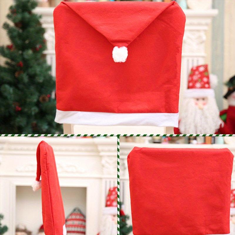2/4/6ks vánoční dekorace potahy na židle, vánoční čepice na křeslo se sněhovou vločkou Santa Claus Red Hat, sady potahů na kuchyňské jídelní židle