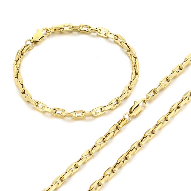 Necklace, Minimalist High-end 18k Interlocking Lip Chain Titanium Steel Men's Bracelet