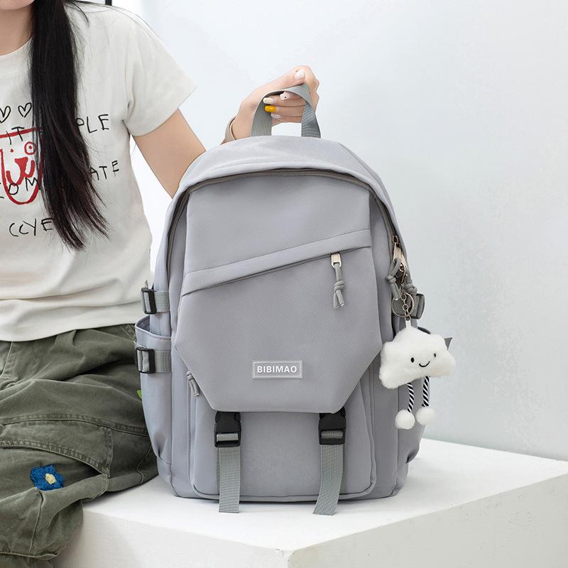 Schoolbag Large capacity junior high school student schoolbag Korean version Mori Harajuku light backpack versatile solid color tooling bag 1011
