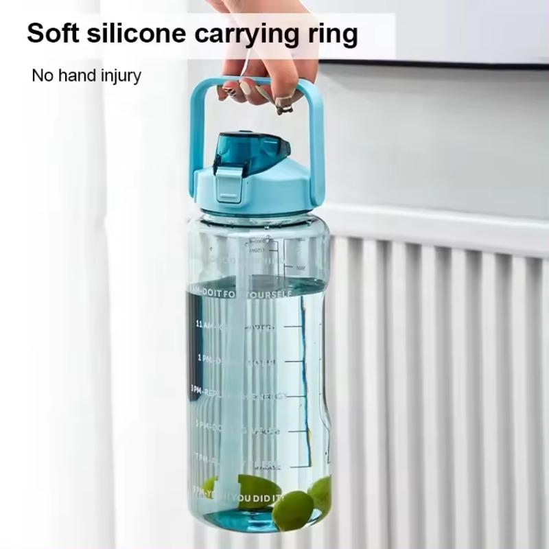 Tragbare Sport-Trinkflasche mit Zeitmarkierung 2l Große Kapazität Wasserbecher Wasserkrug mit Griff