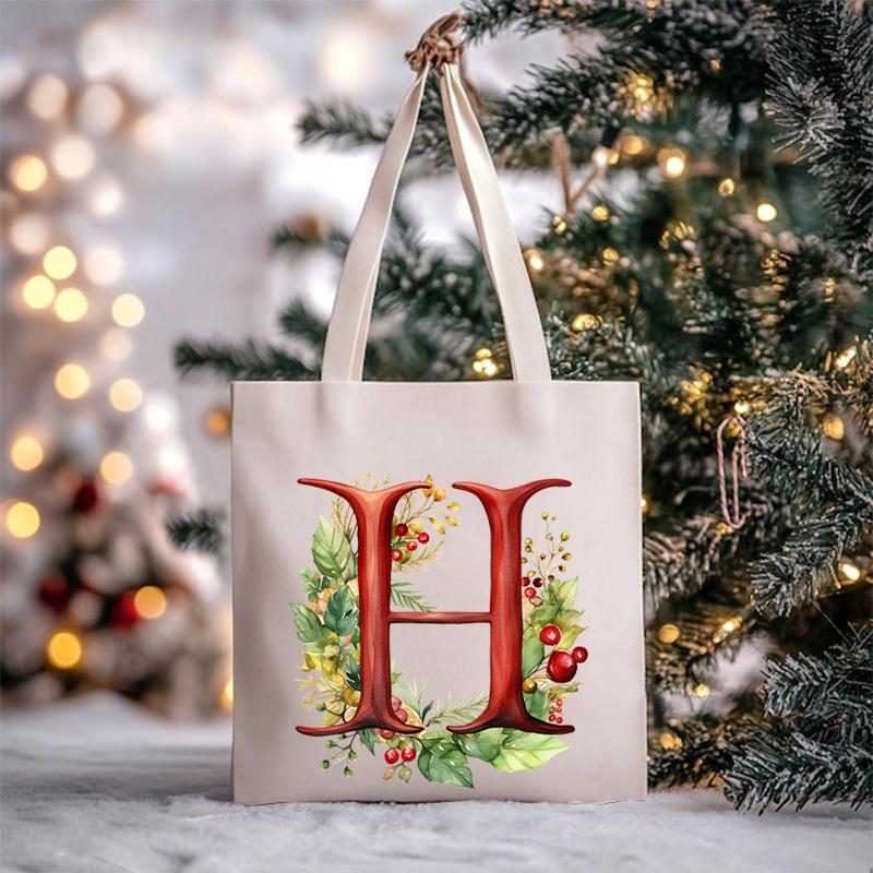Christmas letter flower print niche trend tote bag shoulder bag