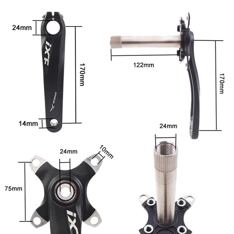 JIANKUN 104BCD Crank Aluminum Alloy 170mm MTB Crank Fit 104/64BCD Bicycle Crankset Bicycle Integrated Cranks With Bottom Bracket