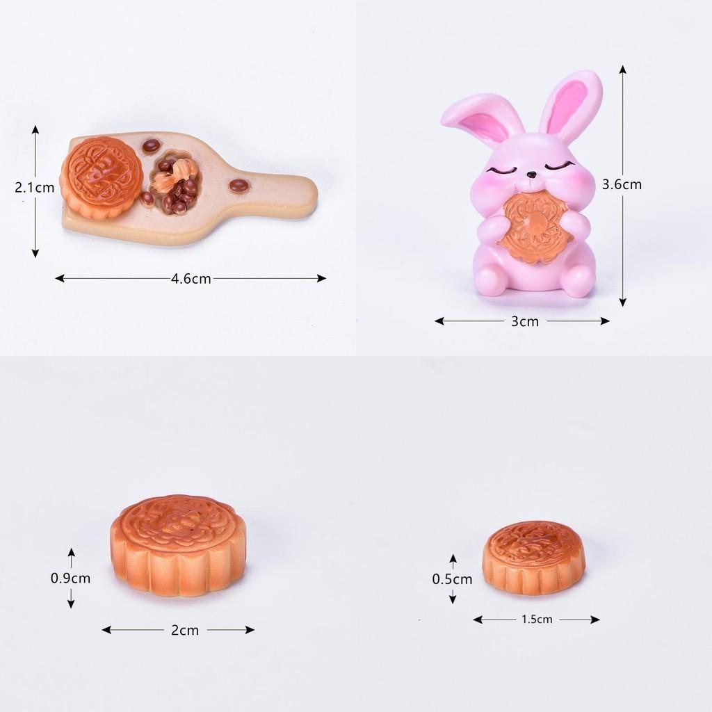 Adorable Diy Resin Rabbit Eat Mooncake Micro Landscape Decor For Mid-autumn Festival Celebration