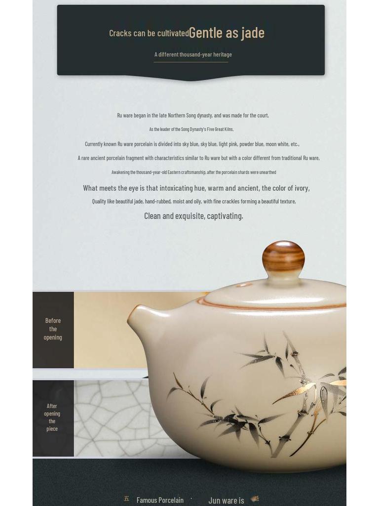 Ru Porcelain Xishi Teapot: Elegant Ceramic for Home Brewing and Gongfu Tea Rituals