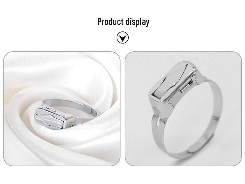 Adjustable Silver Titanium Steel Geometric Hidden Blade Self-Defense Ring