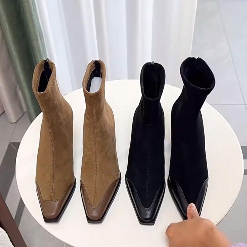 Women's Ankle Boots High Heels Pointed Toe Shoes Sexy Fashion Luxury Short Boots 2025 Winter Designer New Sexy Femlae Snow Botas
