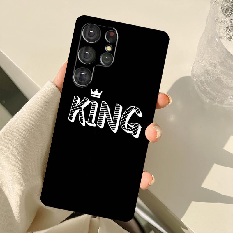 Queen King Crown Case For Samsung Galaxy S23 Ultra S21 S22 S24 S25 Ultra S9 S10 Plus S24 FE S20 FE Back Cover