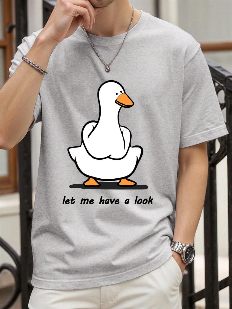 Let Me Have A Look Goose Printed TShirts Womens Cotton Summer Tops Soft Loose ONeck Short Sleeve T Shirts Casual Woman Clothes