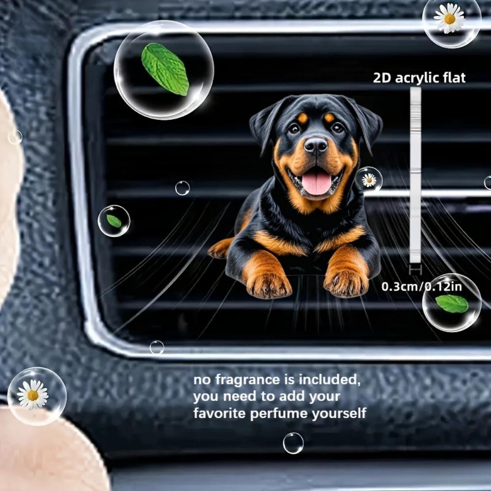 2D Flat Big-dog Car Vent Clip Decorative Diffuser (fragrance Not Included), Car Interior Decoration, Aromatherapy Clip, Ideal for Holiday Gifts